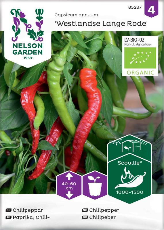 Chilipeppar 'Westlandse Lange Rode' Organic frö - Fröer