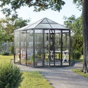 Växthus Miranda med härdat glas - Svart 9,0 m²