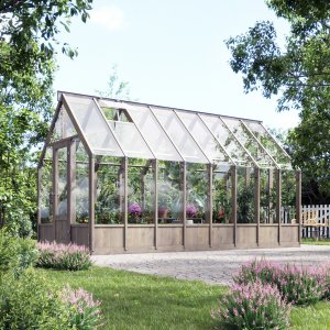 Växthus Ophelia i trä - 11 m² + Växthusbord