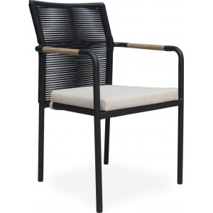 Skanör karmstol i svart rep - Svart/Teak