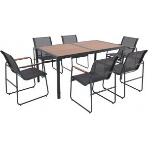 Zansibar matgrupp 6 stolar med bord - Utegrupp Svart/trä image
