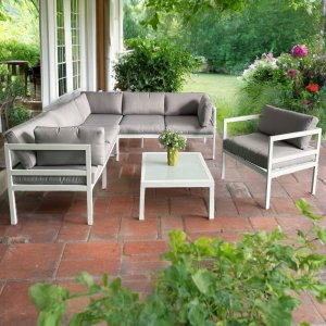 Svante - Utemöbelgrupp i vit aluminium