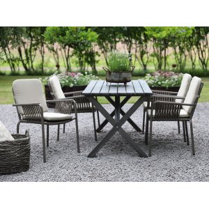 Matgrupp Scottsdale:  bord 150 cm inklusive 4 st gråa Lincoln stolar stapelbara