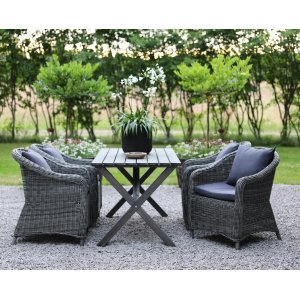 Matgrupp - Scottsdale Bord 150 cm | Rustik grå inklusive 4 fåtöljer
