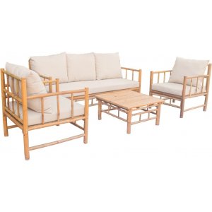 Tinka bambu utegrupp  3-sits soffa med bord och 2 st fåtöljer - Bambu