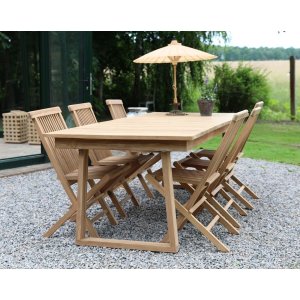 Saltö utematgrupp matbord 240x100 cm med 6 st matstolar - Teak