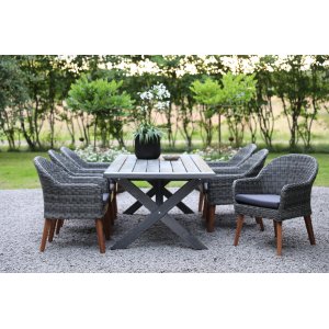 Utemöbelgrupp 220 Grå med 6 st stolar