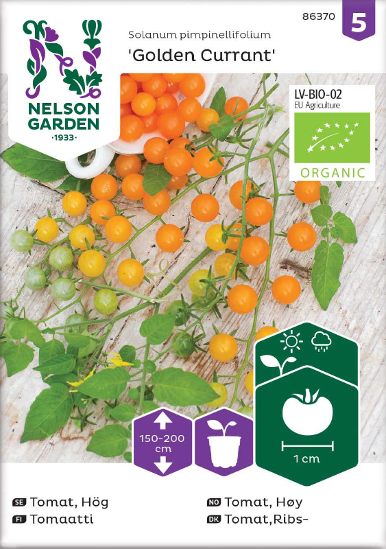 Tomat (Hög) 'Golden Currant' Organic frö - Fröer