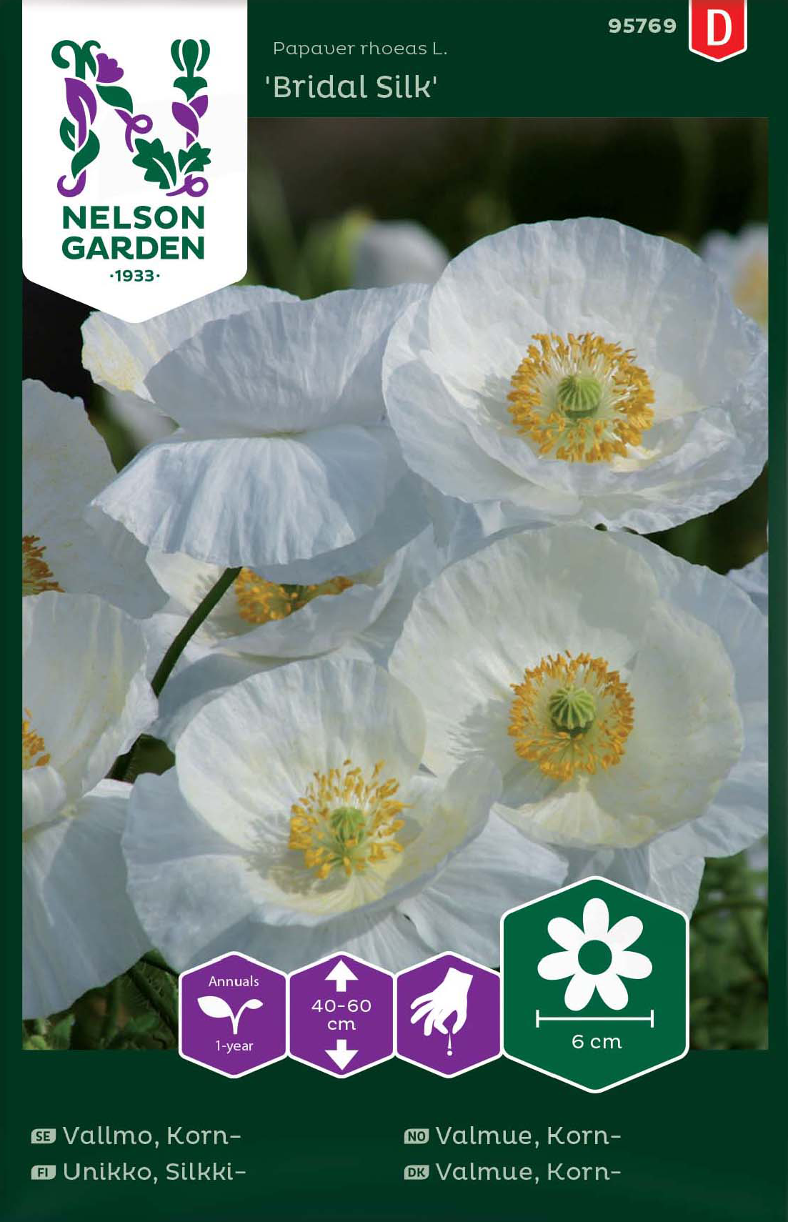 Kornvallmo 'Bridal Silk' frö - Fröer