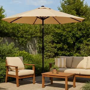 Parasoll - Fjällbacka | Ø300 cm | Beige + Rengöringsspray för utemöbler