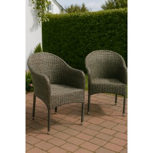 Utestol stapelbar grå rotting - Belle + Rengöringsspray för utemöbler