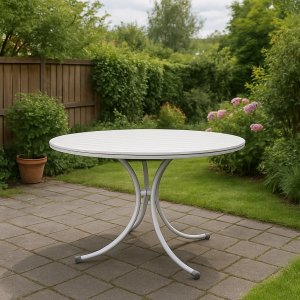 Holmsund bord runt Ø130 cm vit + Rengöringsspray för utemöbler