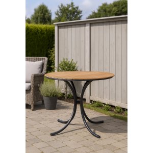 Holmsund runt matbord 100 cm - Svart/Acasia + Rengöringsspray för utemöbler