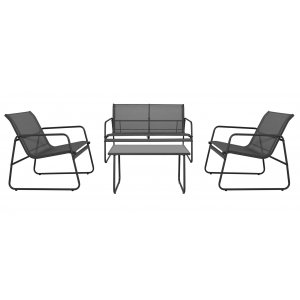 Zanzibar loungegrupp soffa fåtöljer och soffbord - Svart utegrupp + Rengöringsspray för utemöbler