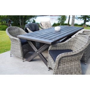 Trädgårdsbord - Oxford | gråbetsat träbord - 220 cm + Textilimpregnering för utemöbler