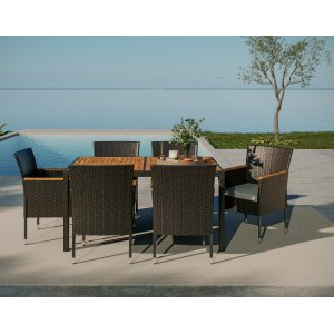 Trädsgårdsgrupp - Texas | Svart konstrotting med trädetaljer + Textilimpregnering för utemöbler