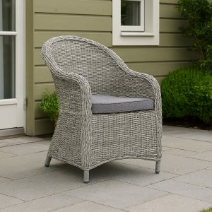 Utefåtölj - Mercury | grå med dyna | Konstrotting + Textilimpregnering för utemöbler