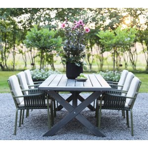 Oxford - Utemöbelgrupp 220 Grå/Grön med 6 st stolar + Textilimpregnering för utemöbler