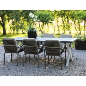 Oxford - Utemöbelgrupp 220 cm Grå/Vit + Textilimpregnering för utemöbler