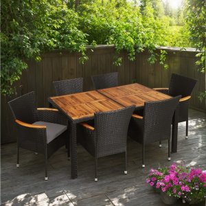 Rotting utefåtölj - Svart/akacia + Textilimpregnering för utemöbler