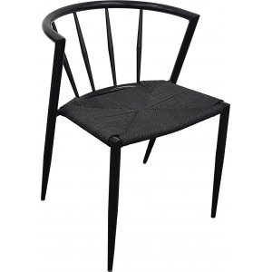 Y formad utestol i svat metall med svart repsits + Textilimpregnering för utemöbler