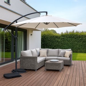 Hängparasoll -  Mallorca | Ø350 cm | Vit + Textilimpregnering för utemöbler