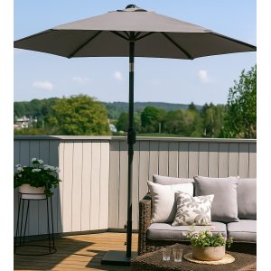 Parasoll - Fjällbacka | Ø300 cm | Grå + Textilimpregnering för utemöbler