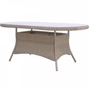 Trädgårdsbord - Menton | 180x100 cm | Natur | Ovalt + Textilimpregnering för utemöbler