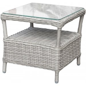 Tor sidobord 48x48 cm i grå konstrotting + Textilimpregnering för utemöbler