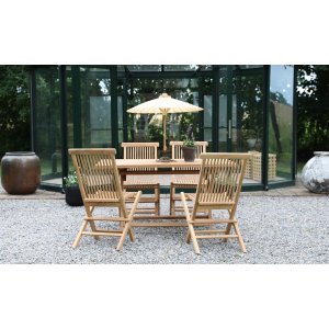 Saltö utematgrupp matbord 120x70 cm med 4 st Saltö matstolar - Teak + Textilimpregnering för utemöbler