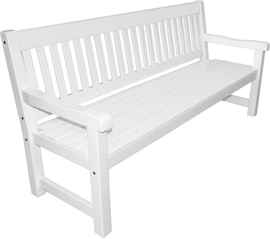 Vit trädgårdsbänk trä 193 cm - Utebänk för balkong & terrass