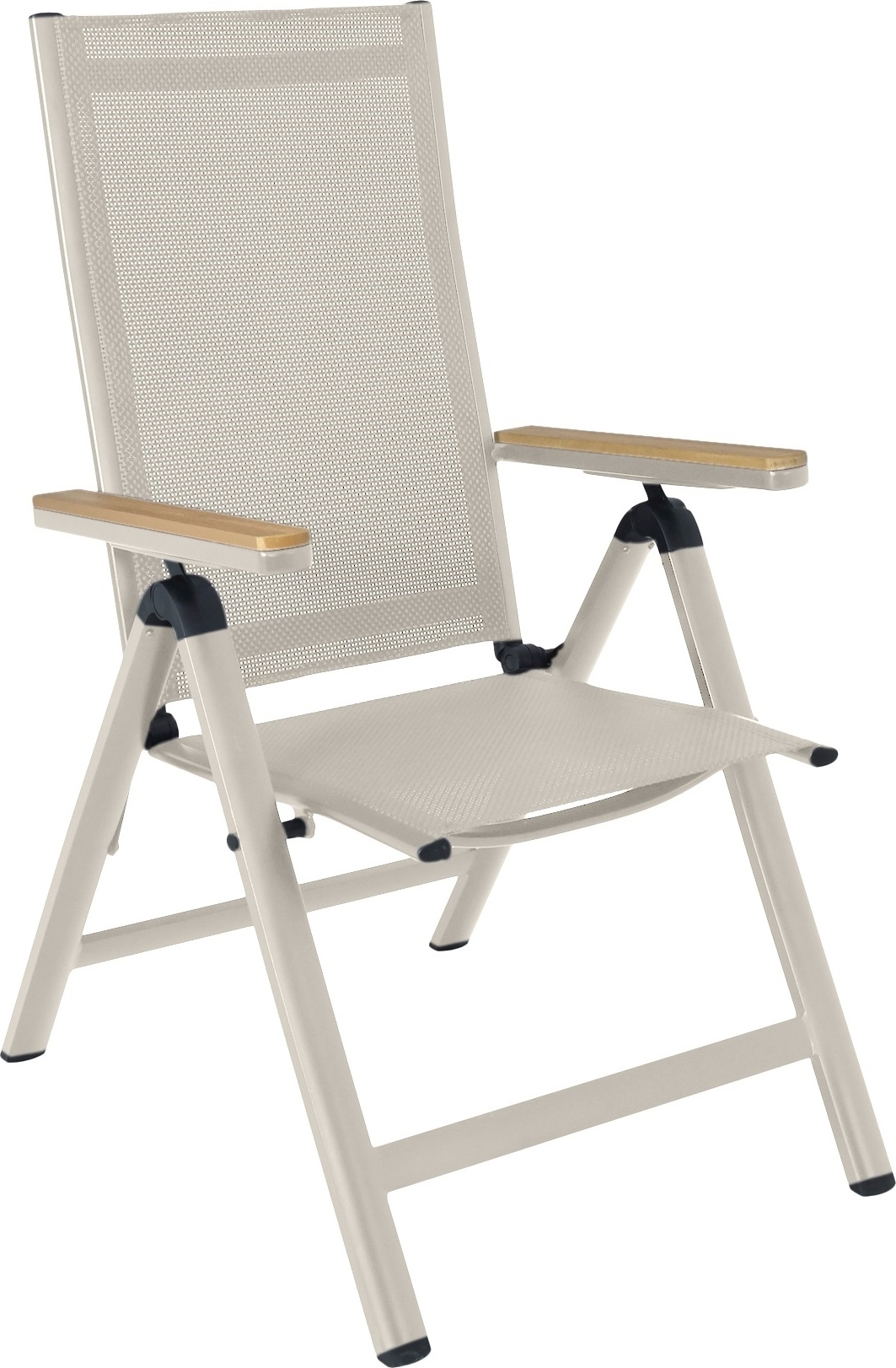 Svea positionsstol beige textilene ek-aintwood armstöd utomhus + Rengöringsspray för utemöbler